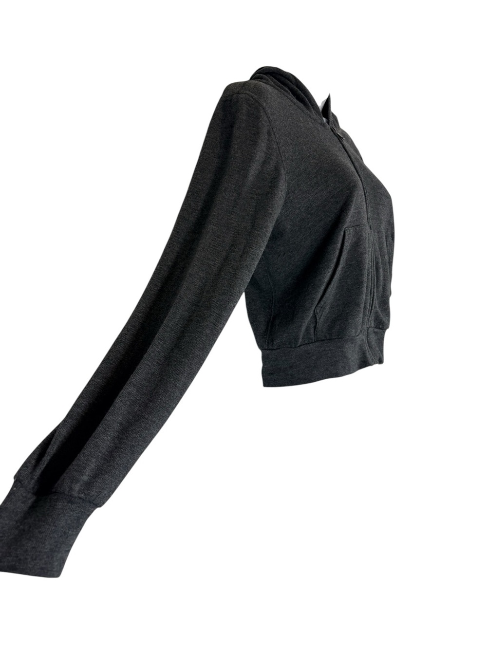 Tna Cropped Zip Hoodie Charcoal Gray Full Zip Sweatshirt SzM